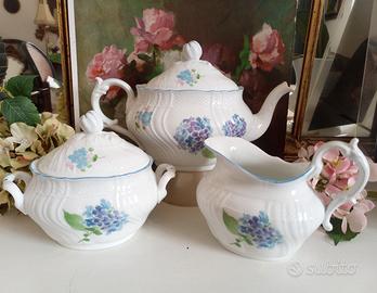 Vecchio Ginori decoro ortensie set thè grande