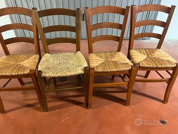 4 sedie rustiche ( legno paglia )