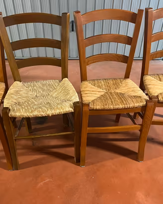 4 sedie rustiche ( legno paglia )