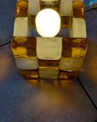 Lampada vintage Poliarte cubo vetro di Murano 70'
