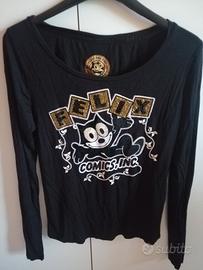 Maglia Felix the cat tg M Manica lunga Gatto