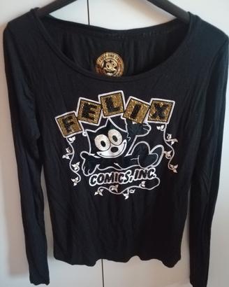 Maglia Felix the cat tg M Manica lunga Gatto