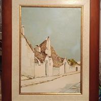 Trulli, olio su tela, opera originale di Aldo Riso