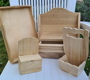 Oggetti in legno per decoupage