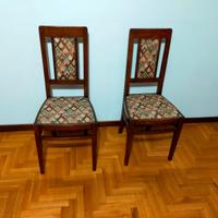 Coppia sedie antiche in legno e tessuto