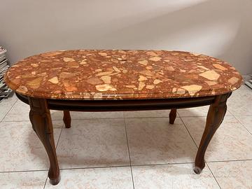 tavolino in marmo con gambe in legno