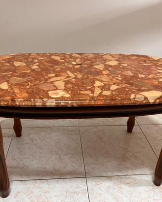 tavolino in marmo con gambe in legno