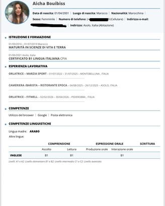 Autista B/ hostess/ reception/cameriera