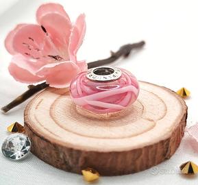 Charm Pandora in Vetro di Murano Rosa Sfaccettato