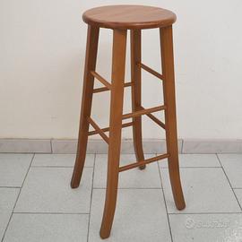 Sgabello in legno noce chiaro h80 cm gambe curve 6