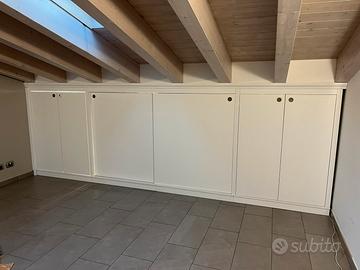 Armadio da mansarda con porte scorrevoli al centro