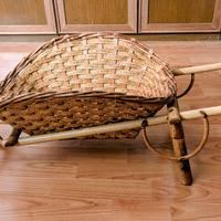 CARRIOLA DECORATIVA ARTIGIANALE VIMINI BAMBU' VINT