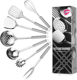 7 Pezzi Set Utensili Cucina Acciaio Inox, Appender