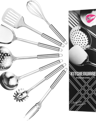 7 Pezzi Set Utensili Cucina Acciaio Inox, Appender
