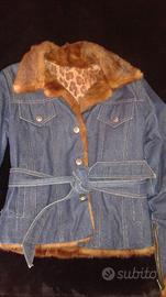 Giacca di jeans, imbottita con finiture in pellicc