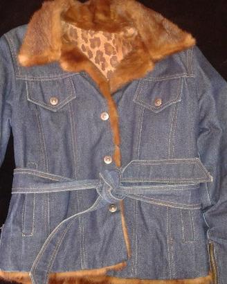 Giacca di jeans, imbottita con finiture in pellicc