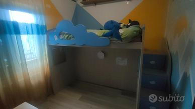 Cameretta Letto a castello con scale e pedana
