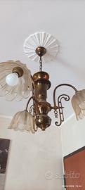 lampadario in ottone 3 luci stile 80