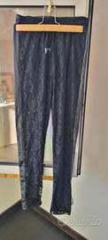 Leggings neri pizzo ed effetto pelle 