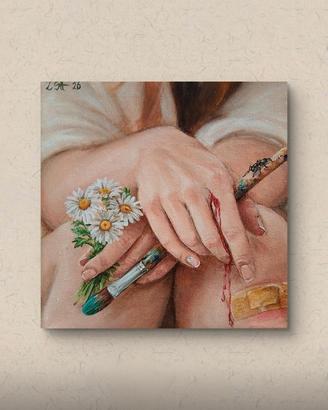 Piccolo quadro simbolico d'arredo, dipinto a mano