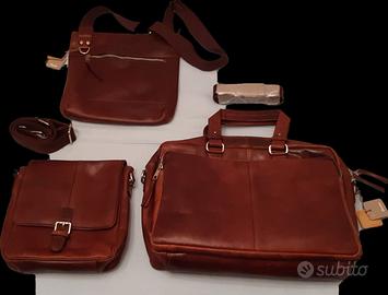 Borsa pelle grande + Borsello tracolla + Tasca 