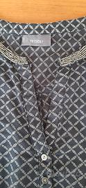 Blusa nera lunga con perline taglia 48