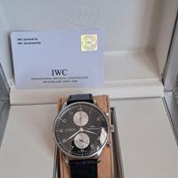 iwc portoghese, quadrante panda nero, scatola E ga