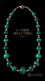 Collana malachite autentica vintage perle