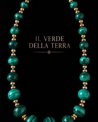 Collana malachite autentica vintage perle