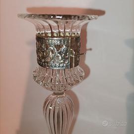 Porta Candela Sovrani in Vetro di Murano e Argento