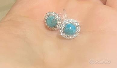 Orecchini brillantini e turchese con clip