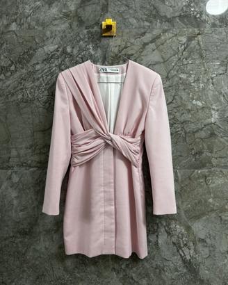 Abito Simil Blazer Spalline Imbottite Rosa Zara