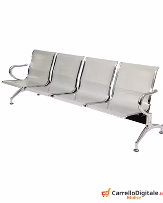 Panca per sala attesa 4 posti in acciaio Silver