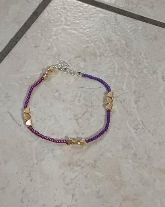 cavigliera fatta a mano viola e oro