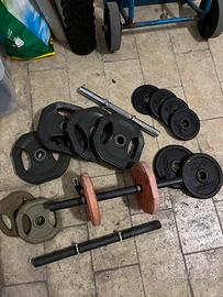 Set bilanciere + manubri + pesi
