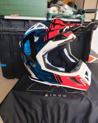 Casco Cross Carbonio Aviator Ace Kybon blue/red gl