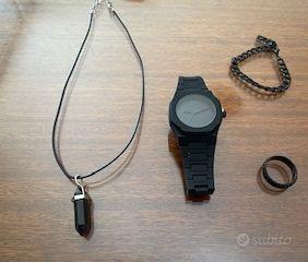 Orologio da polso + collana + bracciale + anello