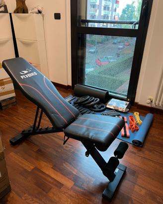 Panca palestra pieghevole + set pesi