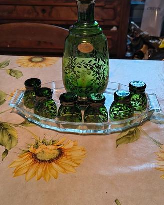 Servizio Liquore Vintage Anni '50 Vetro Verde