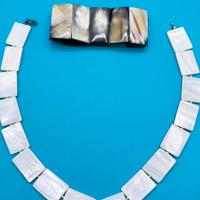 Set collana madreperla + bracciale effetto corno