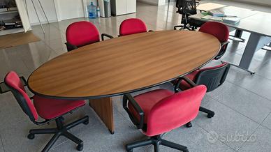 Tavolo riunioni + 6 sedie ufficio rosse