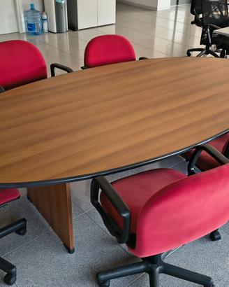 Tavolo riunioni + 6 sedie ufficio rosse