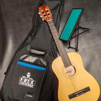 chitarra + custodia + poggiapiedi
