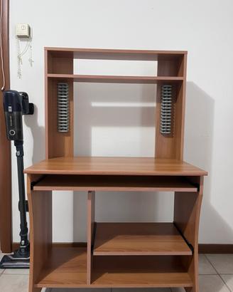 Scrivania porta pc in legno color noce