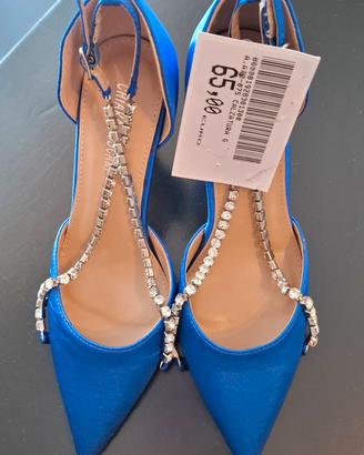 Décolleté Chiara Foscari in raso blu con strass