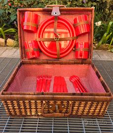 Cestino da picnic Vintage in vimini anni 70/80 