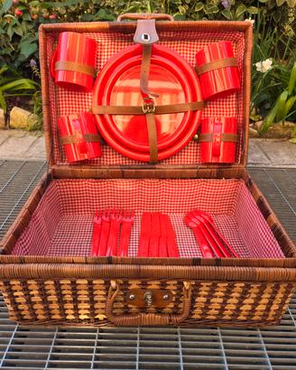 Cestino da picnic Vintage in vimini anni 70/80 