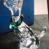 Swarovski Gatto con collare verde