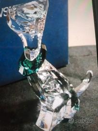 Swarovski Gatto con collare verde