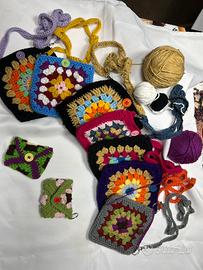 Mini bag tracolla fatta a mano ad uncinetto